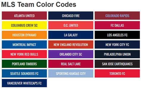 mls team color codes